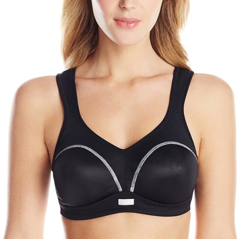 Wonderbra High Impact Wire-Free Sports Bra Black COOLMAX fabric U-Shape Soft 38B